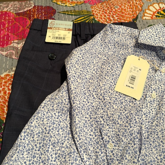 Class/Club Long Sleeve Point Collar Floral Shirt/Window Pane Dress Pants - Picture 6 of 6